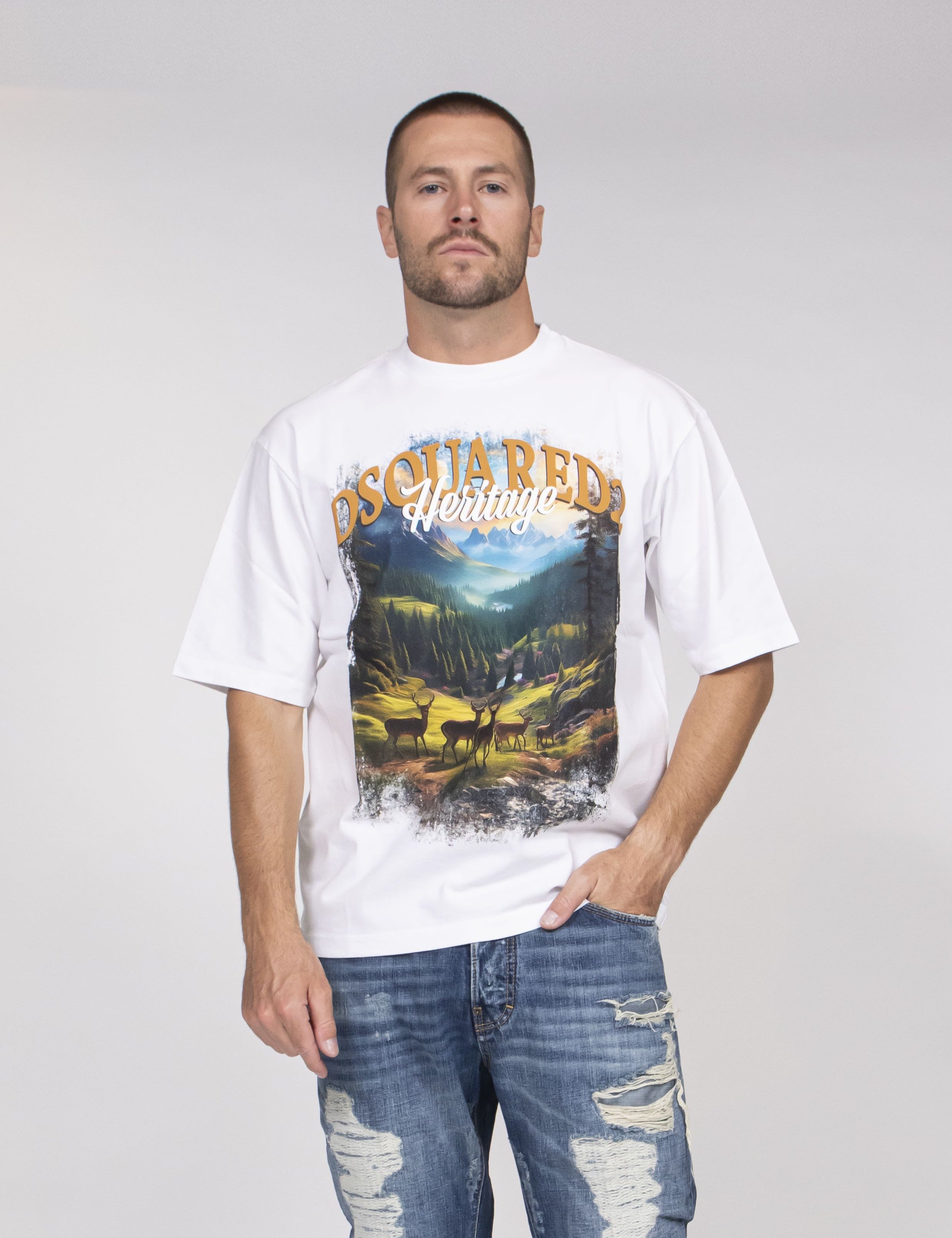Dsquared2 T-shirt Loose Fit 100 WHITE