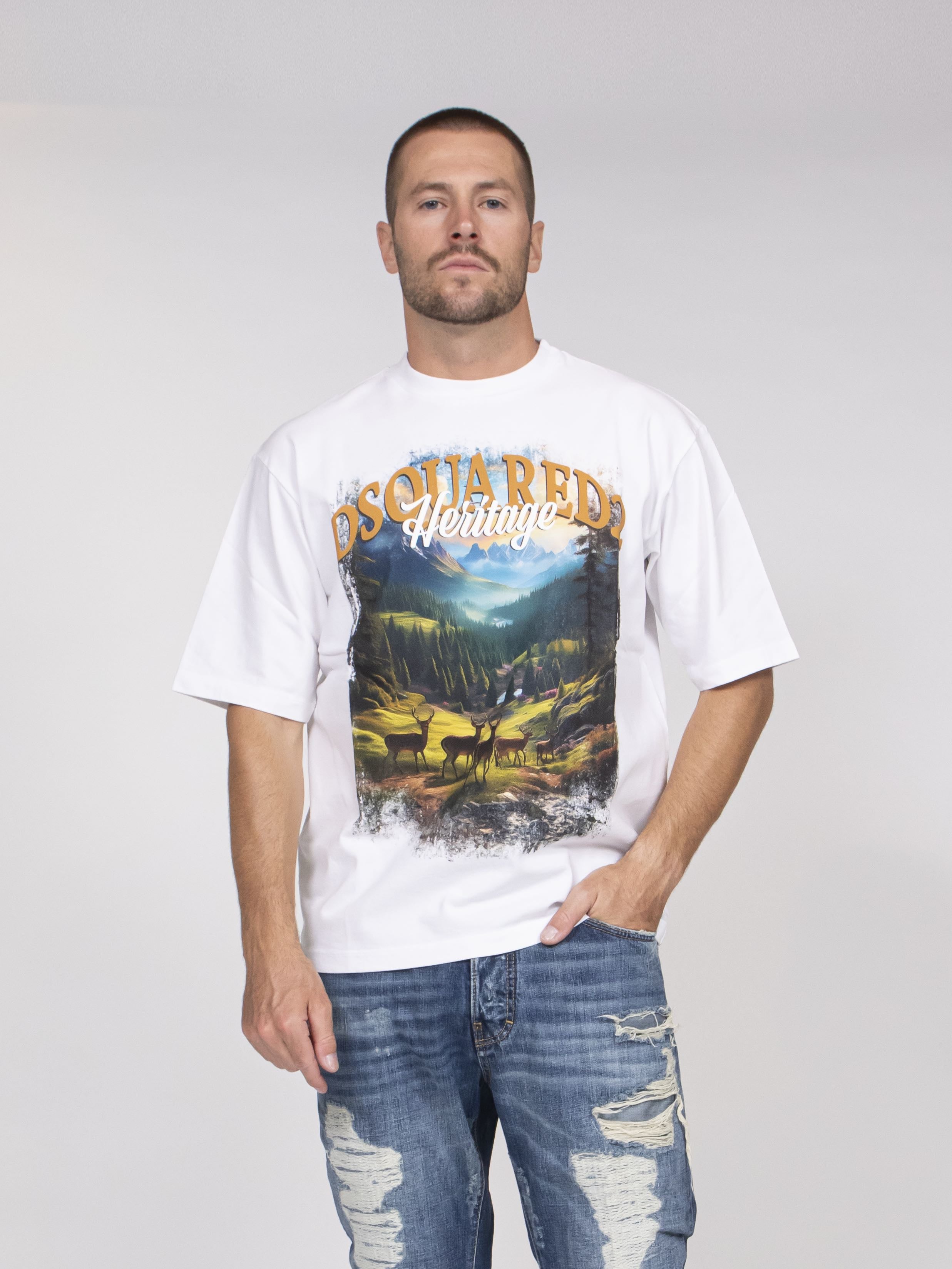 Dsquared2 T-shirt Loose Fit 100 WHITE