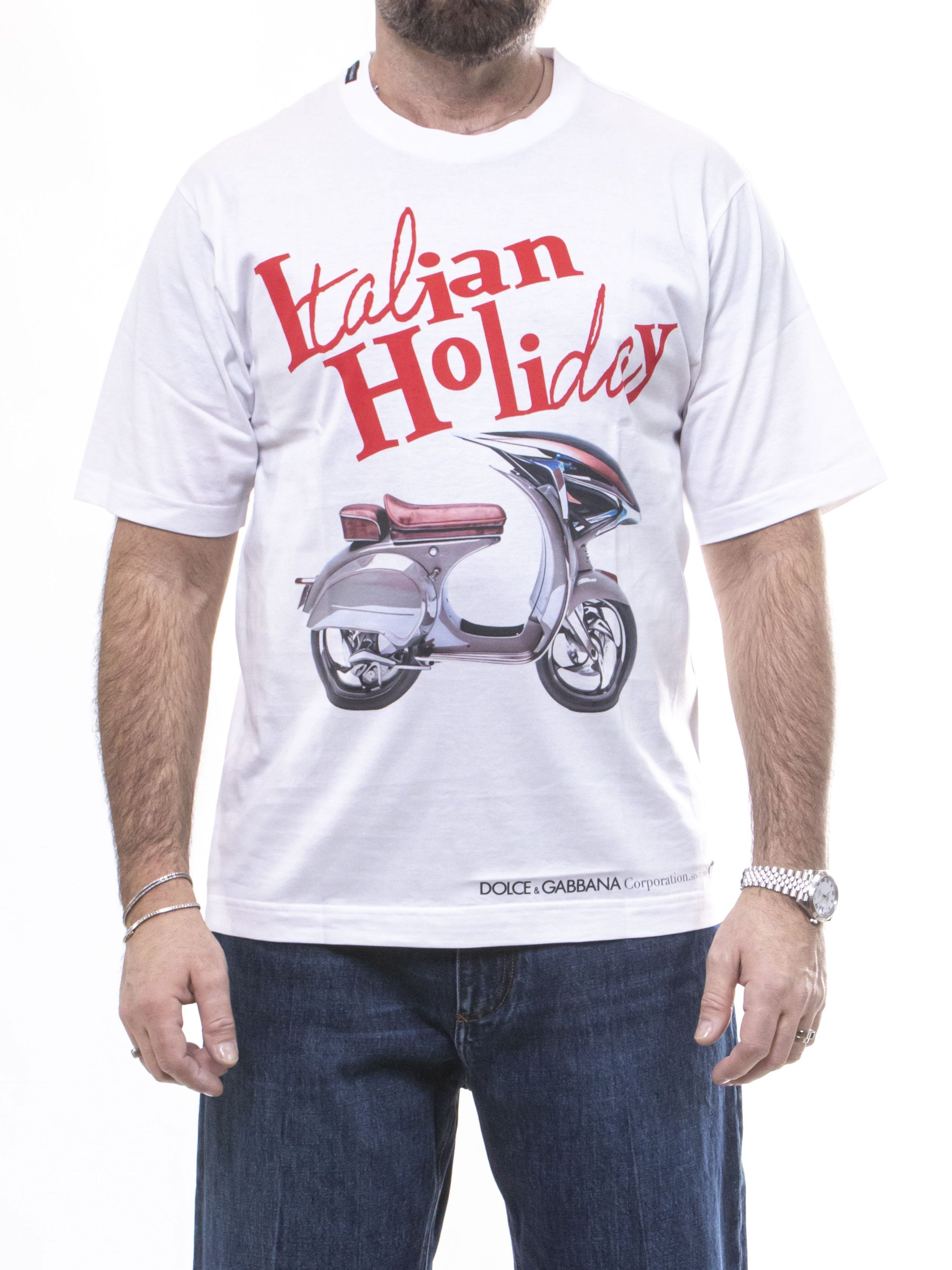 Tシャツ・カットソー DOLCE  GABBANA Men T Shirts G8PN9T G7O4T W0800 WHITE Cotton T-shirt with logo print in White for Men