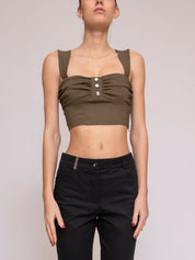 Pinko Top Voyager Lino Stretch X26 OLIVA MILITARE