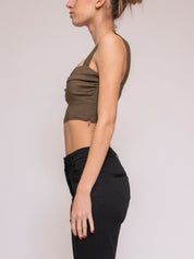 Pinko Top Voyager Lino Stretch X26 OLIVA MILITARE