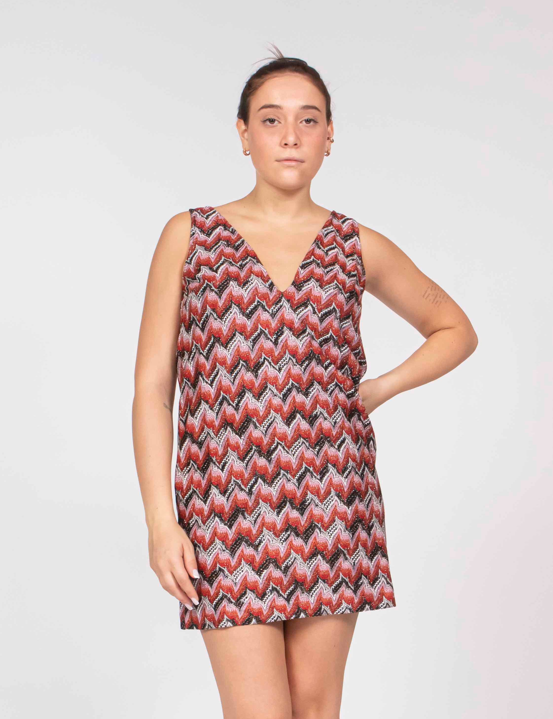 Missoni Vestito Corto Senza Maniche S4175  RED BLACK