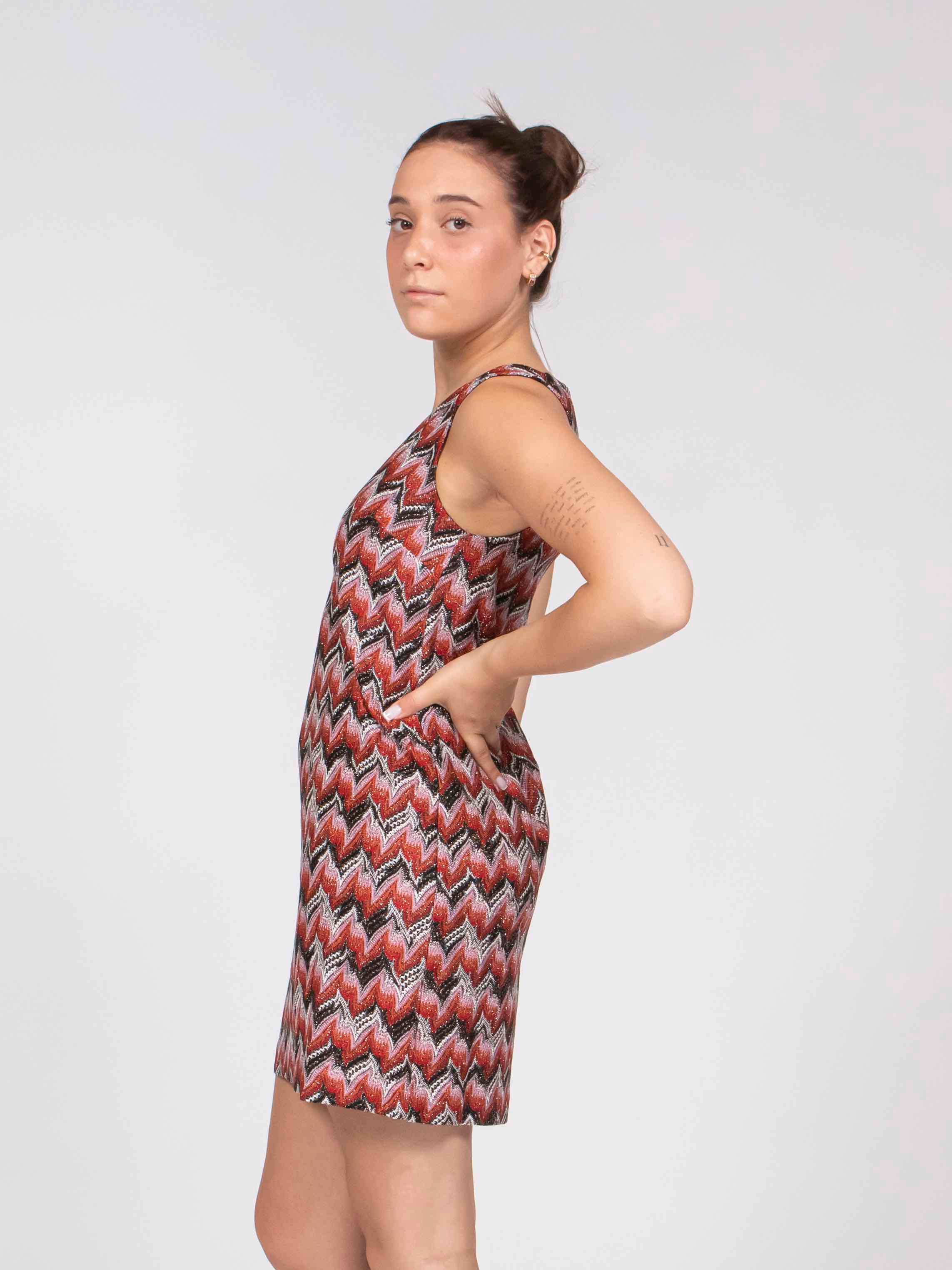 Missoni Vestito Corto Senza Maniche S4175  RED BLACK